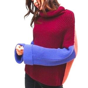 FREE PEOPLE - Oversized Colour Block Knit Sweater